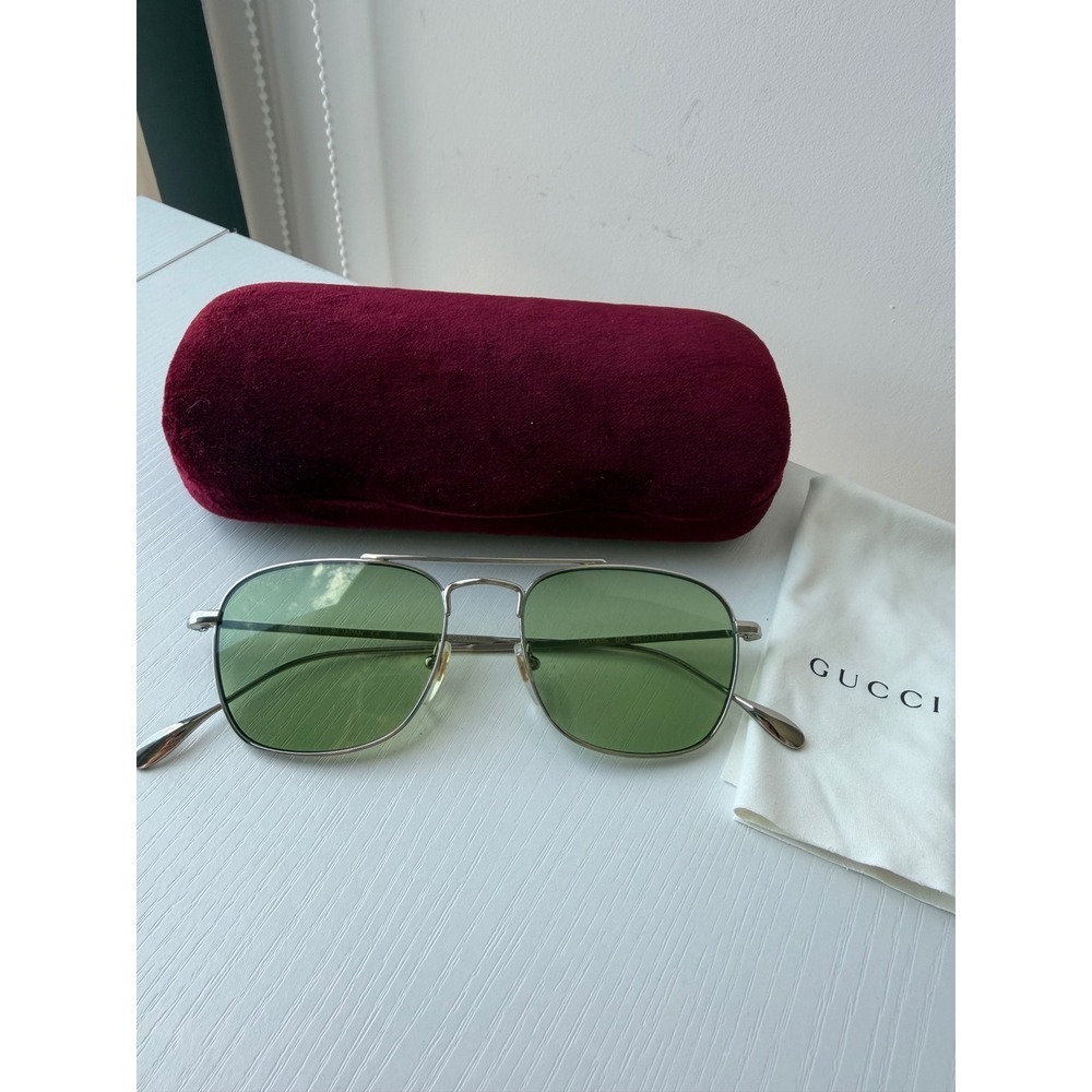 Gucci GG1183S 004 53mm Green Lens Silver Aviator Sunglasses Japan